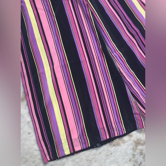 Johnny Was jade silk purple black fall striped boho Rue pant Xs wide leg $200 - Picture 4 of 7